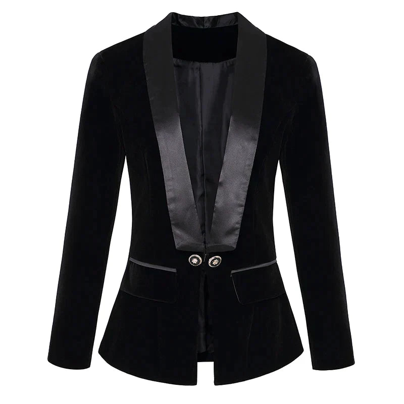 Luca - Luxe Fluwelen Smoking Blazer met Satijnen Revers