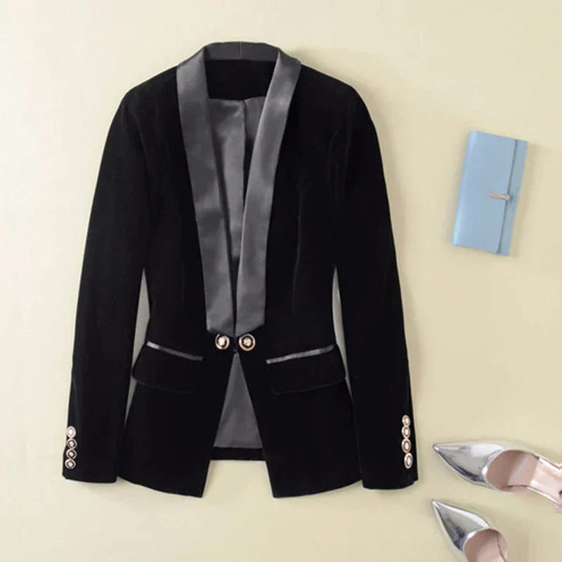 Luca - Luxe Fluwelen Smoking Blazer met Satijnen Revers