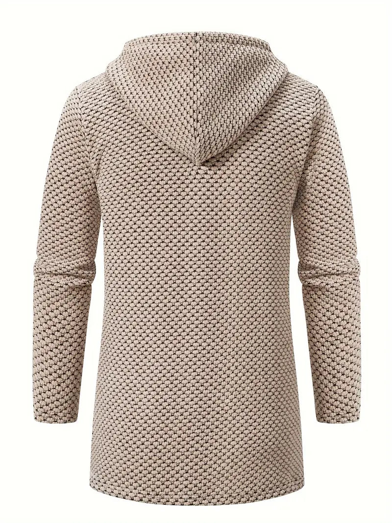Getextureerde Fleece Voering Capuchon Jas voor Winter en Herfst