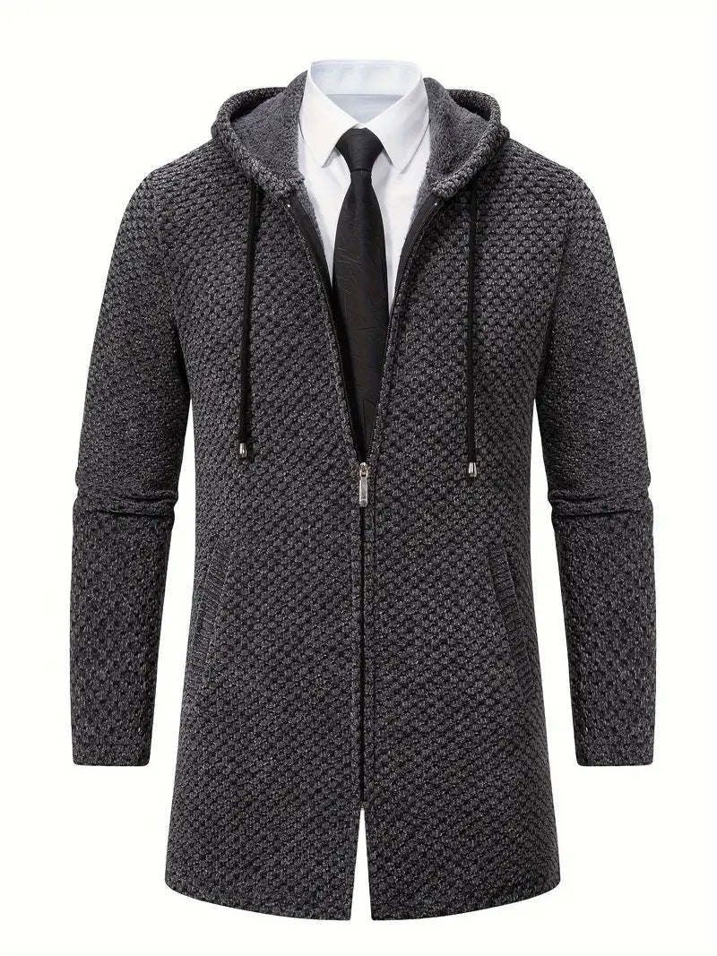 Getextureerde Fleece Voering Capuchon Jas voor Winter en Herfst