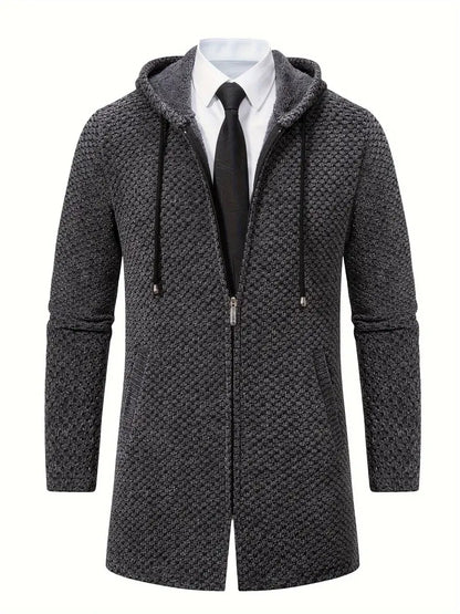 Getextureerde Fleece Voering Capuchon Jas voor Winter en Herfst