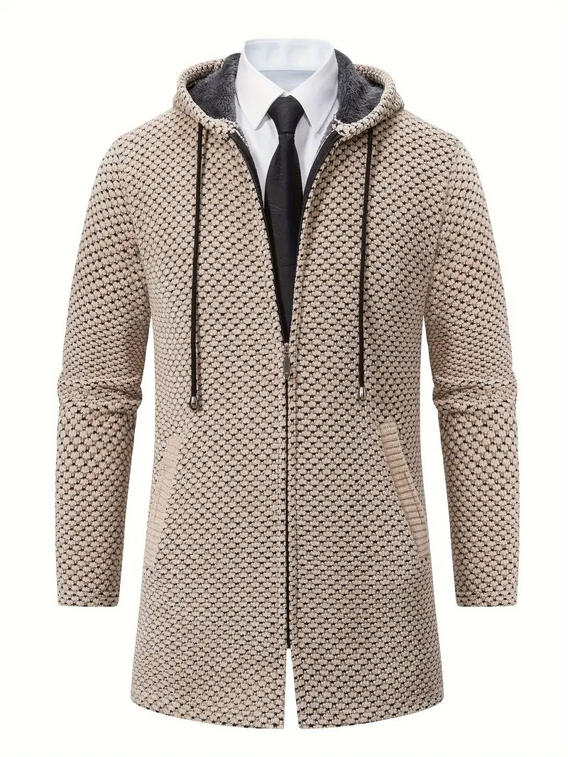 Getextureerde Fleece Voering Capuchon Jas voor Winter en Herfst