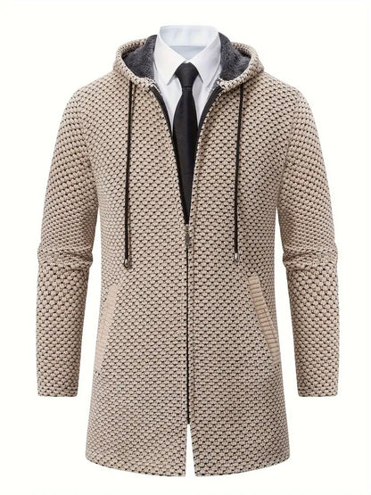 Getextureerde Fleece Voering Capuchon Jas voor Winter en Herfst