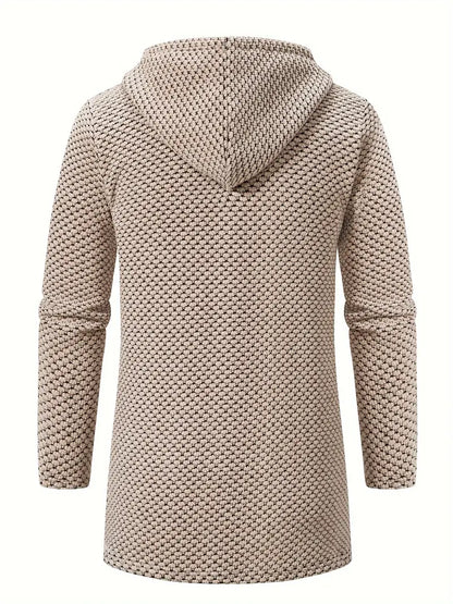 Getextureerde Fleece Voering Capuchon Jas voor Winter en Herfst